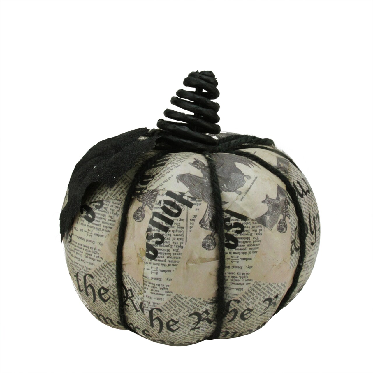Gallerie II Glittered Newspaper Decoupage Pumpkin Halloween Decoration - 7"